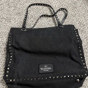 Valentino Black Rockstud Tote with Matching Strap